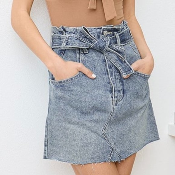 Free People | East of Eden Denim Mini Skirt - Picture 1 of 9